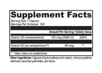 D3 5,000+K2 (120 Capsules)